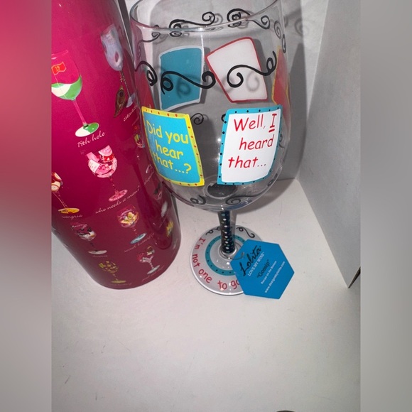 Lolita Hand Painted with Recipe on bottom Wine Collection “Gossip” Wine Glass - Picture 3 of 6